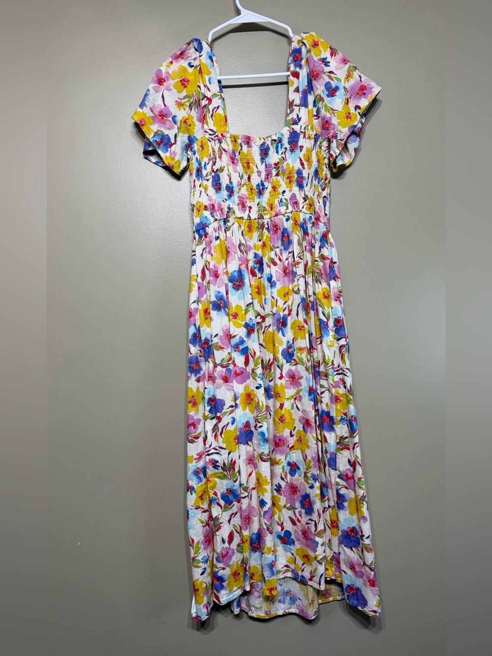 NWT GAP Print Smocked Puff Sleeve Midi Dress - Picture 13 of 13